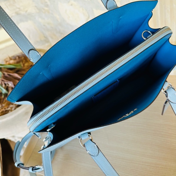 Coach Tatum large leather satchel sky blue NWT Authentic - Picture 7 of 10